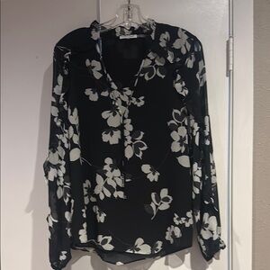 Calvin Klein Black and White Floral Blouse
